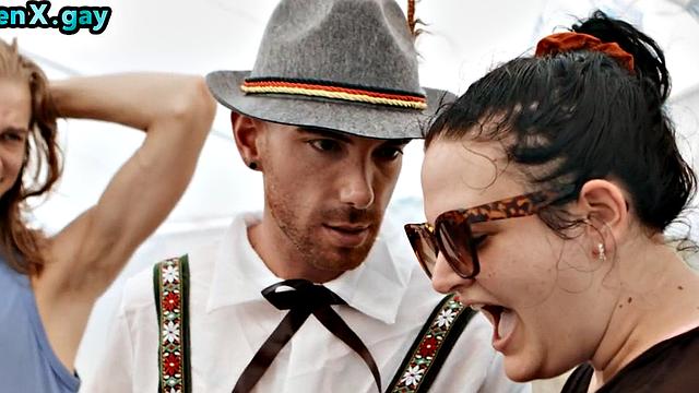 Hunk outdoor party ends in bareback session