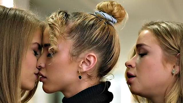 Petite lesbian babe enjoys licking and fingering