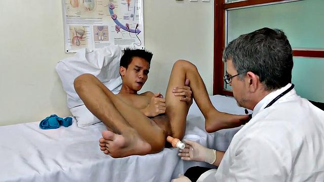 Slim Asian toyed and breeded by doctor until climax