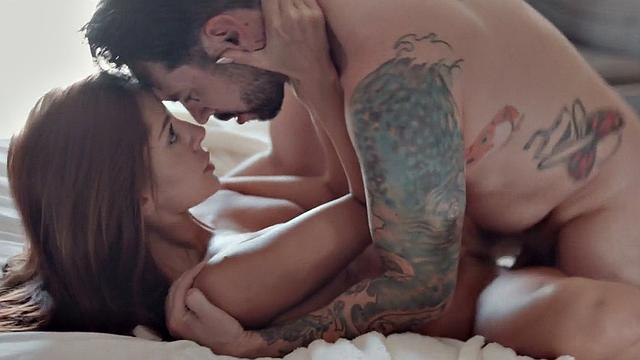 Redhead stepdaughter fucked in wet pussy in missionary