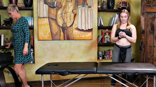 Wild MILF seduced by petite after massaging