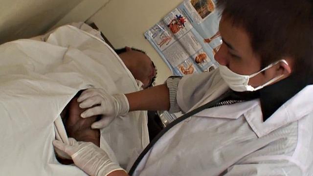Pissing Asian patient fucked by doctor in infirmary