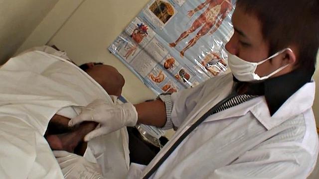 Pissing Asian patient fucked by doctor in infirmary