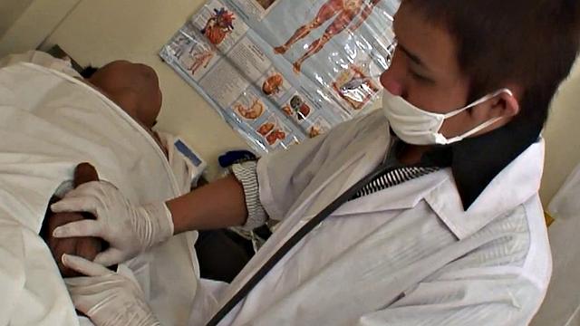 Pissing Asian patient fucked by doctor in infirmary