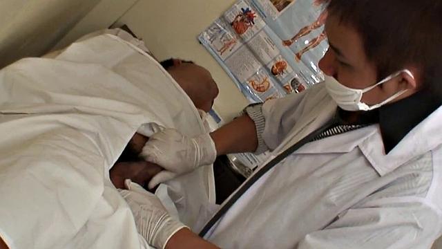 Pissing Asian patient fucked by doctor in infirmary