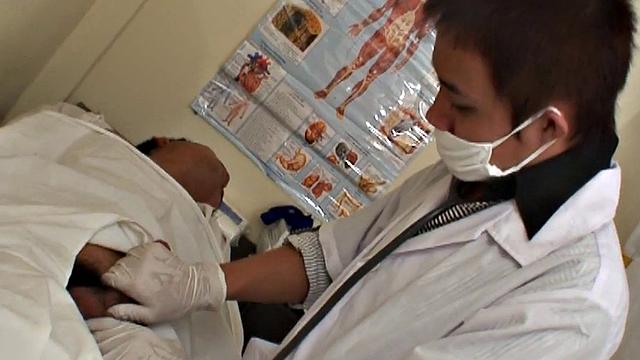 Pissing Asian patient fucked by doctor in infirmary