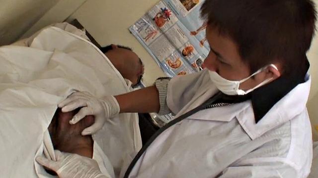 Pissing Asian patient fucked by doctor in infirmary