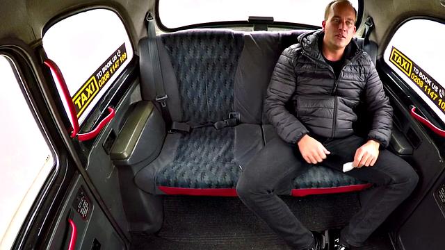 Busty blonde cabbie rides passengers dick after blowjob