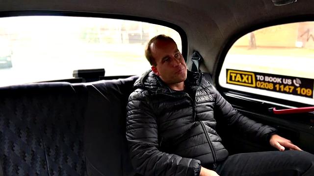 Busty blonde cabbie rides passengers dick after blowjob