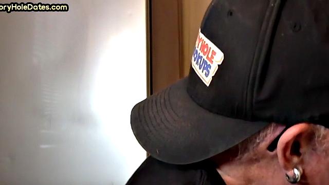 Homemade blowjob loving DILF sucks cock in gloryhole