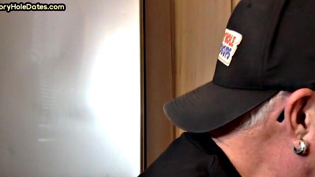 Homemade blowjob loving DILF sucks cock in gloryhole