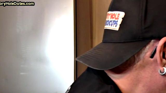 Homemade blowjob loving DILF sucks cock in gloryhole