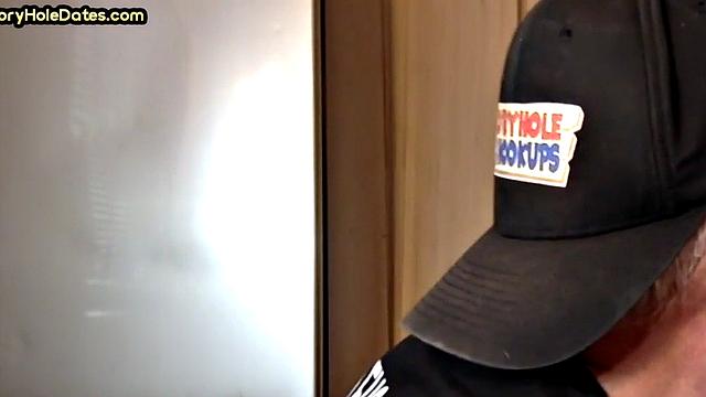 Homemade blowjob loving DILF sucks cock in gloryhole