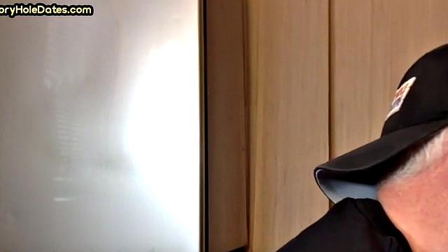 Homemade blowjob loving DILF sucks cock in gloryhole