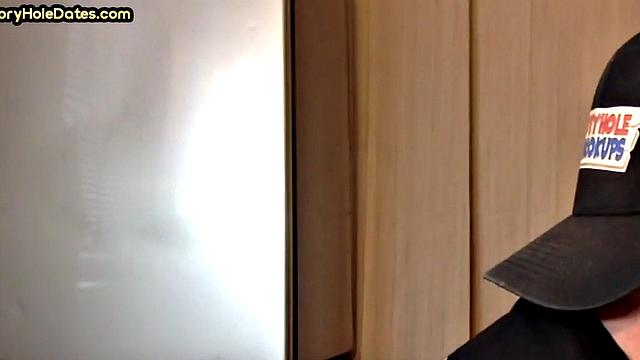 Homemade blowjob loving DILF sucks cock in gloryhole