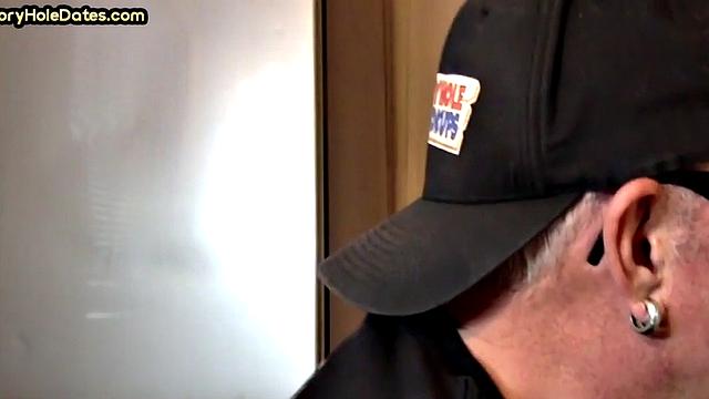 Homemade blowjob loving DILF sucks cock in gloryhole