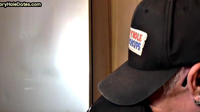 Homemade blowjob loving DILF sucks cock in gloryhole