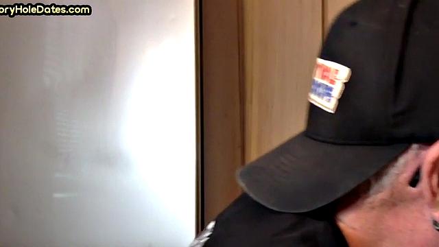 Homemade blowjob loving DILF sucks cock in gloryhole