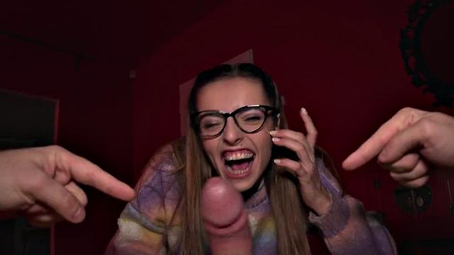 Redhead babe in stockings riding cock after being picked up