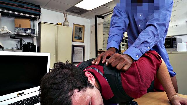 Dominant BBC jock fucks office stud in white tight ass