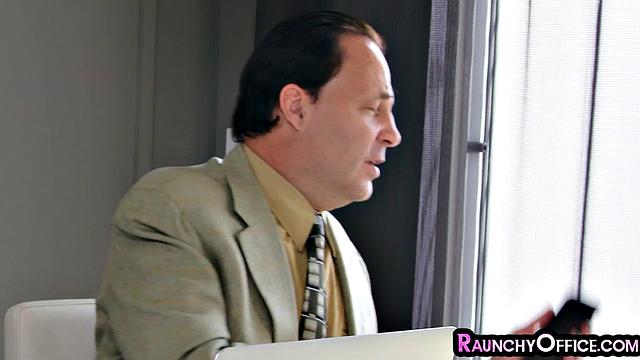 Skinny petite secretary deepthroating