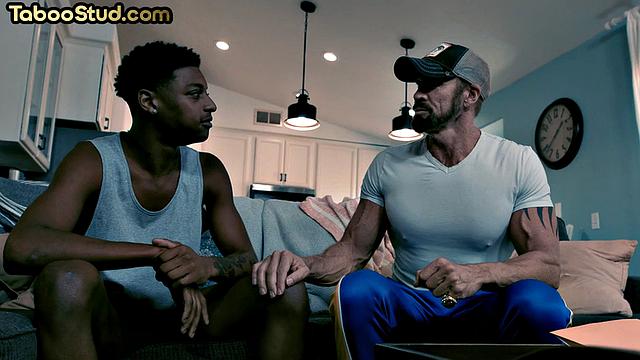 Muscled ebony doggystyled by DILF