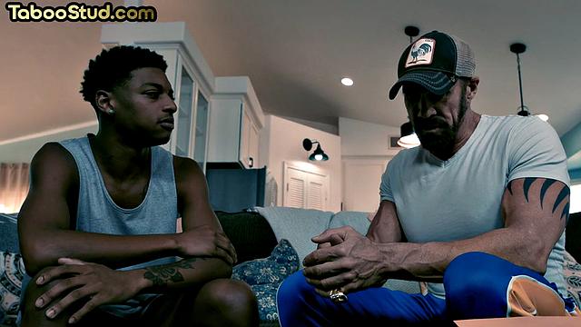 Muscled ebony doggystyled by DILF