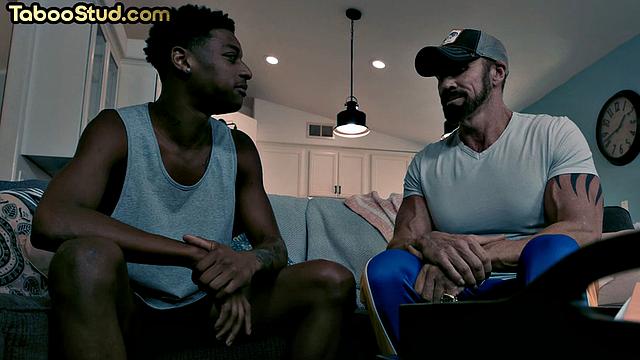 Muscled ebony doggystyled by DILF