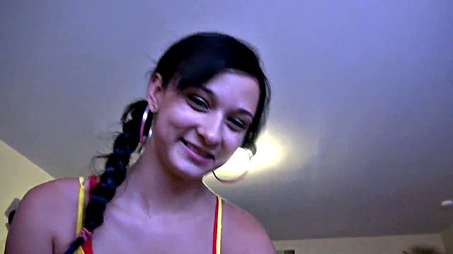 Little Bailey teases her boyfriend's cock