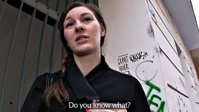 Russian beauty with pigtails bends over for cash & gets fucked in doggystyle POV