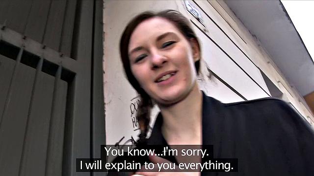 Russian beauty with pigtails bends over for cash & gets fucked in doggystyle POV