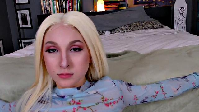 A blonde bombshell pleasure her pussy with a dildo before taking a hard BJ in POV