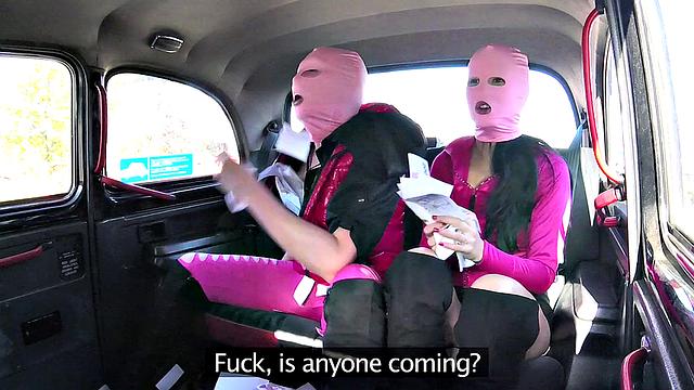 London taxi driver goes wild with hot threesome action in sexy boots and scissoring