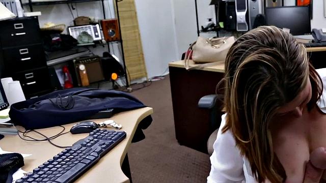 Pawnshop MILF loves fucking in pussy by big cock