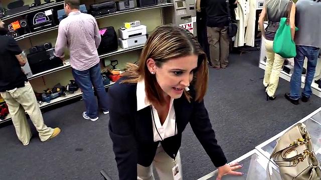Pawnshop MILF loves fucking in pussy by big cock