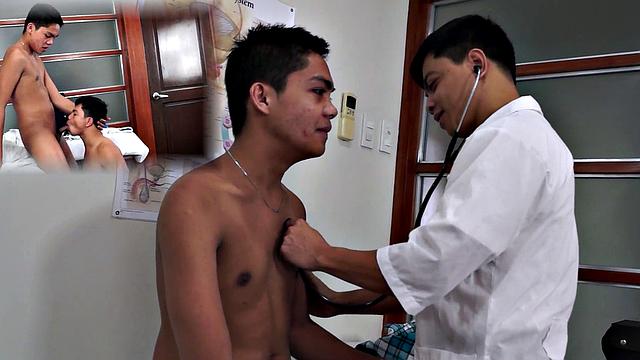 Unsaddled asian twink facefucks doctor pounding