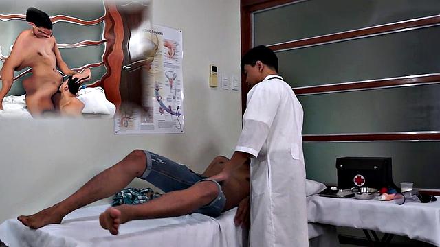 Unsaddled asian twink facefucks doctor pounding