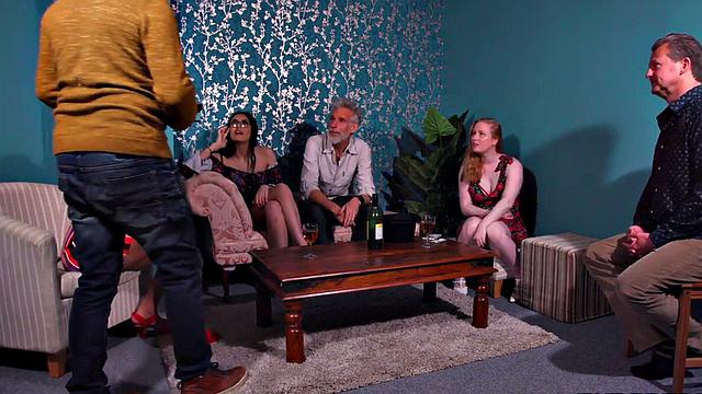 Voyeur group watches British babe fucked in room next to them