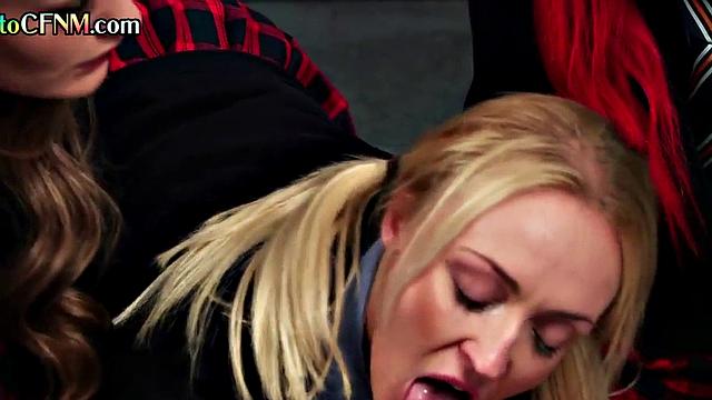 College CFNM femdoms deepthroating guy untill cumshot