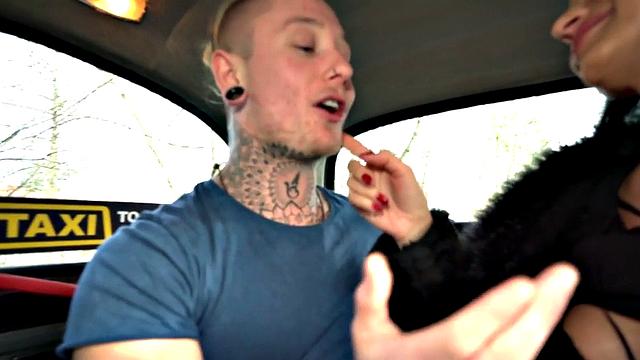 Curvy Euro cabbie in panties and thongs gets her ass pounded while driving