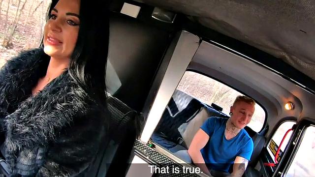 Curvy Euro cabbie in panties and thongs gets her ass pounded while driving