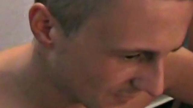 Amateur German gay barebacked in threesome till cum in mouth