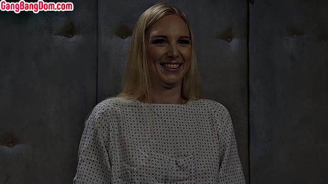 Bondage petite babe in gangbang