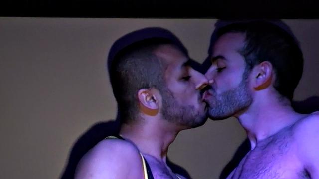 Hairy bottom rimmed and fucked by BF in gay club