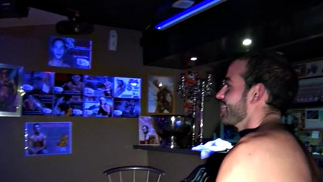 Hairy bottom rimmed and fucked by BF in gay club