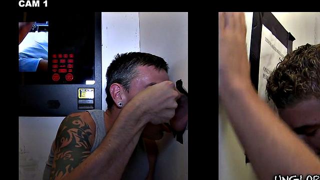 Fooled str8 gets gloryhole BJ in secret room till cum