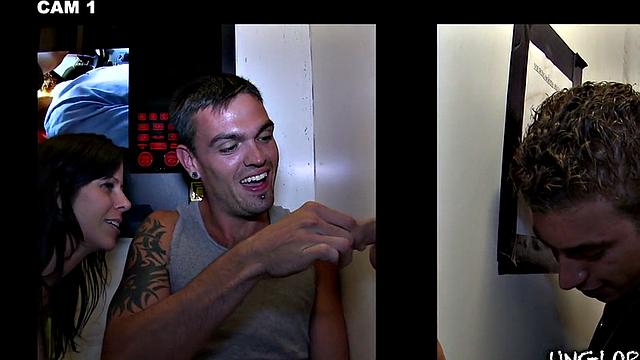 Fooled str8 gets gloryhole BJ in secret room till cum