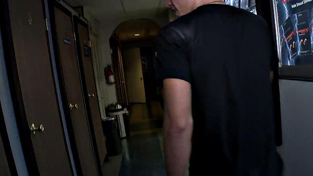 Fooled str8 gets gloryhole BJ in secret room till cum