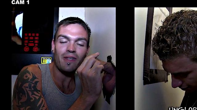 Fooled str8 gets gloryhole BJ in secret room till cum