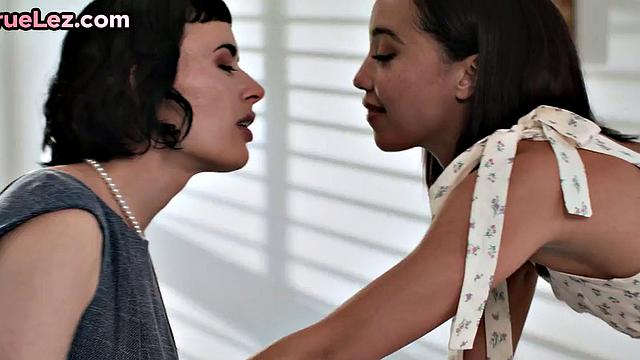 Cutie riding her GF on dildo